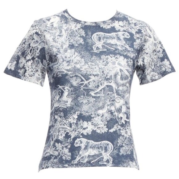 Christian Dior Toile De Jouy navy cotton tshirt XS - Picture 1 of 5